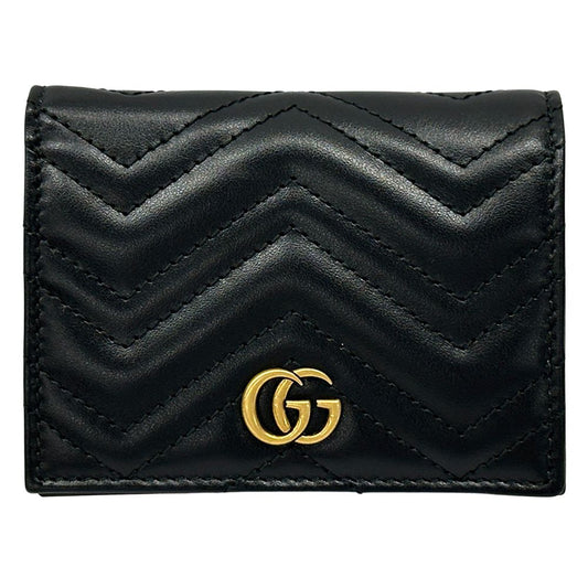 Gucci Wallet Marmont Leather Black Gold Quilted Miniwallet