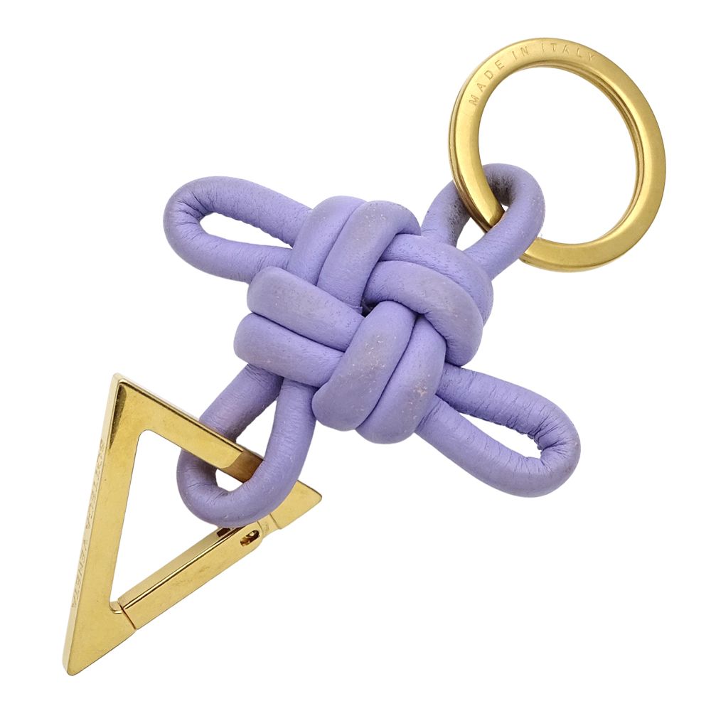 Bottega Veneta Key Holder Leather Purple Gold