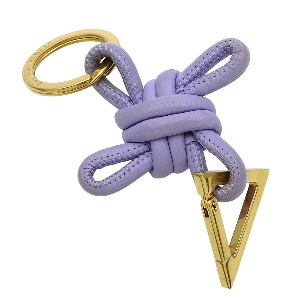 Bottega Veneta Key Holder Leather Purple Gold — view 2