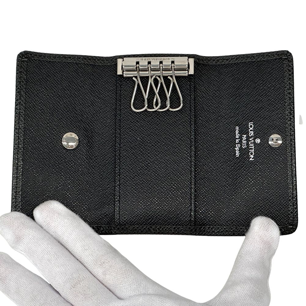 Louis Vuitton Key Case Taiga Multicles 4 Noir Black Key Holder — view 4