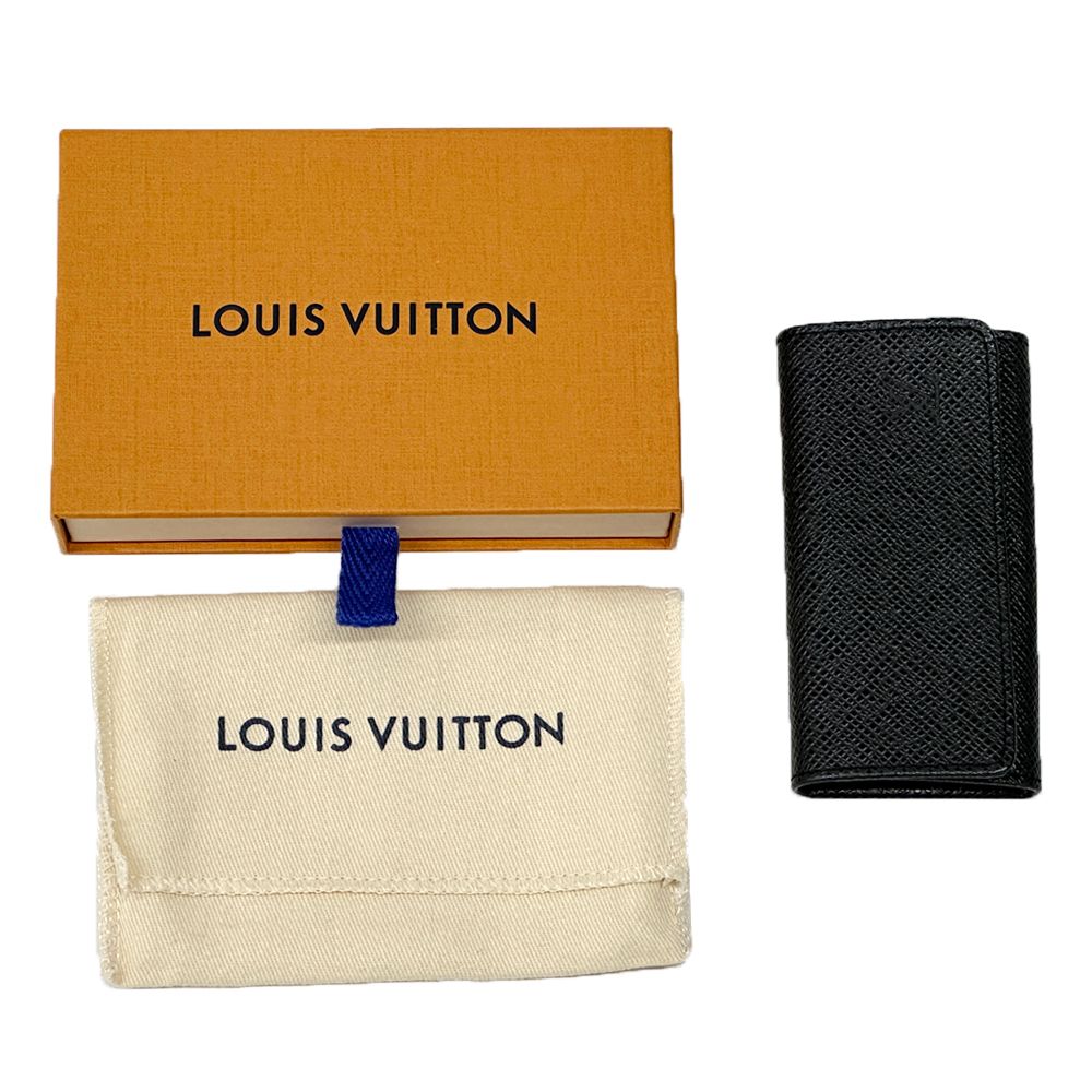 Louis Vuitton Key Case Taiga Multicles 4 Noir Black Key Holder — view 6