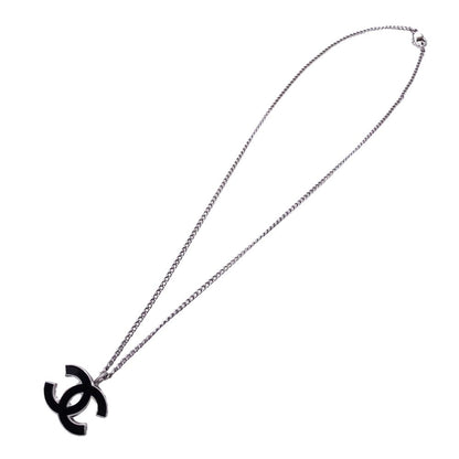 Chanel Necklace CC Logo Metal Black Silver — view 5