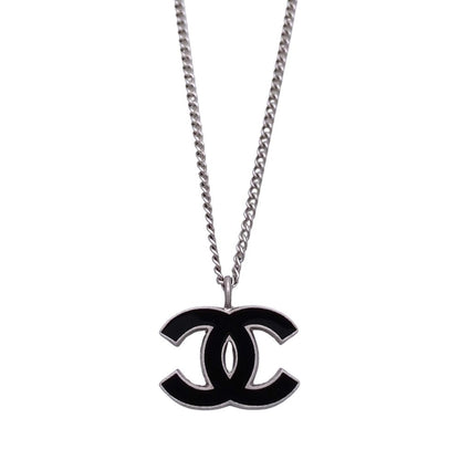 Chanel Necklace CC Logo Metal Black Silver — view 2