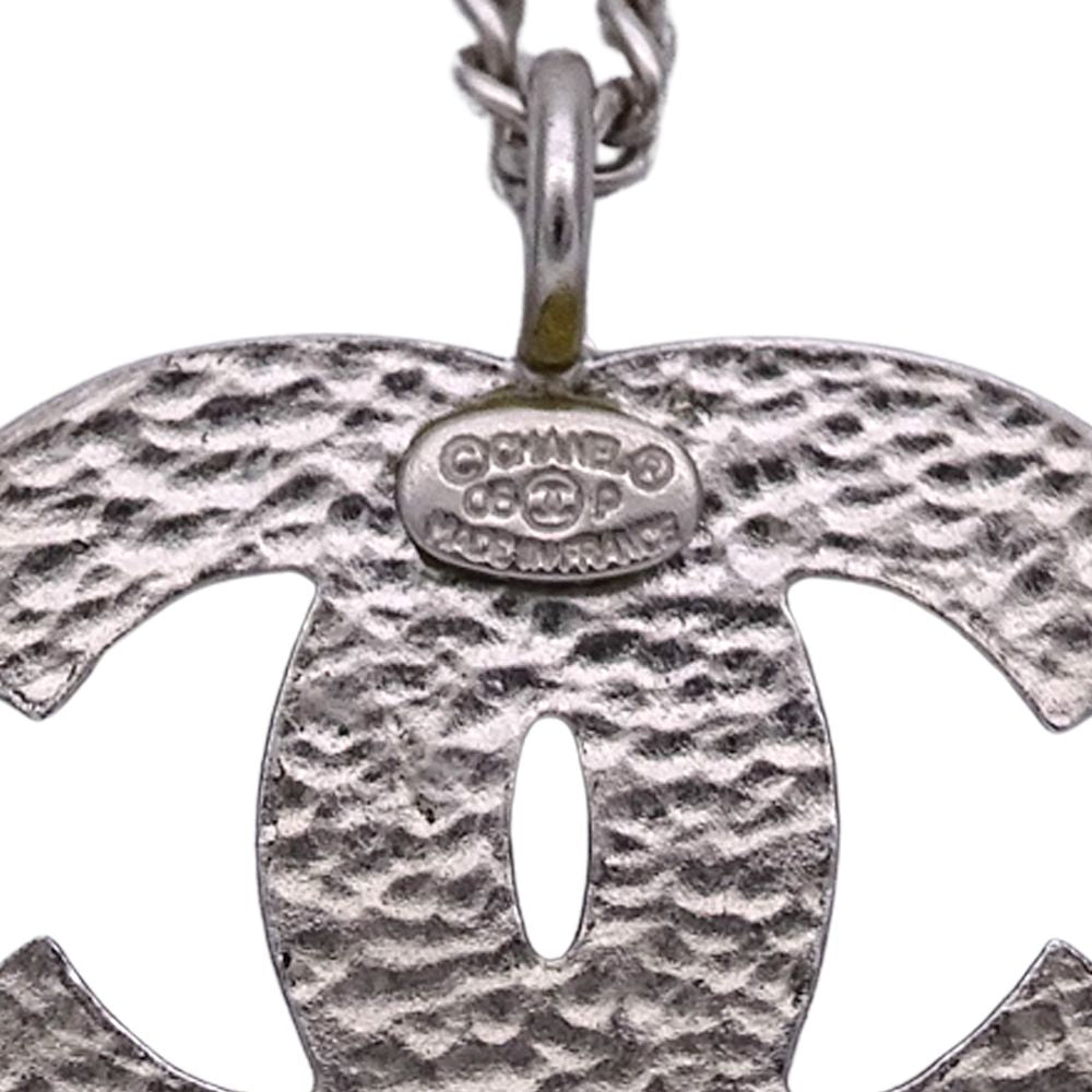 Chanel Necklace CC Logo Metal Black Silver — view 6