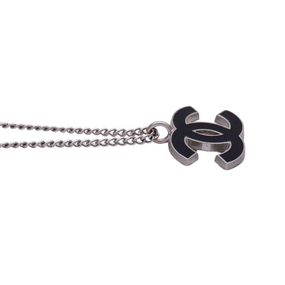 Chanel Necklace CC Logo Metal Black Silver — view 3