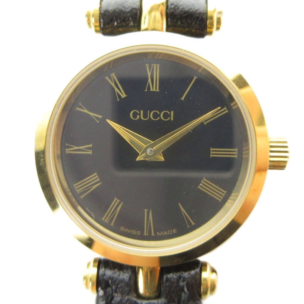Gucci Watch B-man Black Leather leto Gold