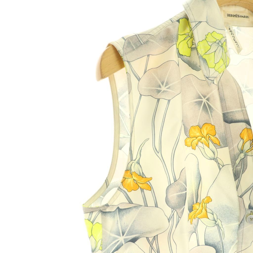 Hermes Maleji Era of Silk 36 Offwhite Gray T-Shirt — view 4