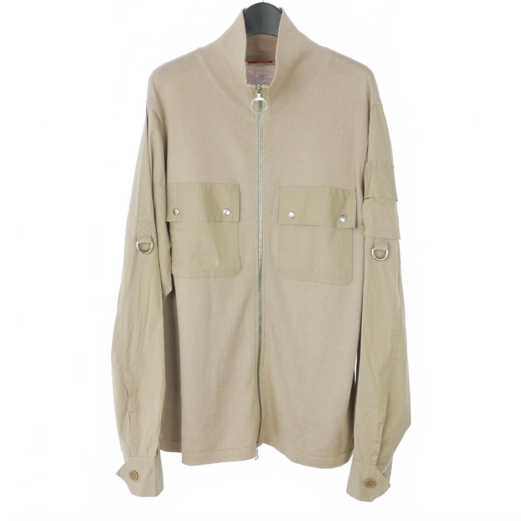 Prada Sport Knit Cotton Multi Pocket 50 Beige Sweater
