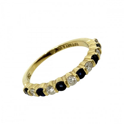 Tiffany & Co Ring Half Eternity 18k YG Gold Diamond Blue