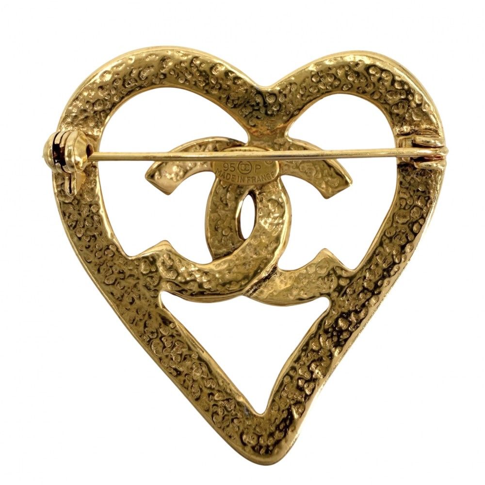 Chanel Brooch CC Logo Heart Motif Vintage Gold Plated — view 2