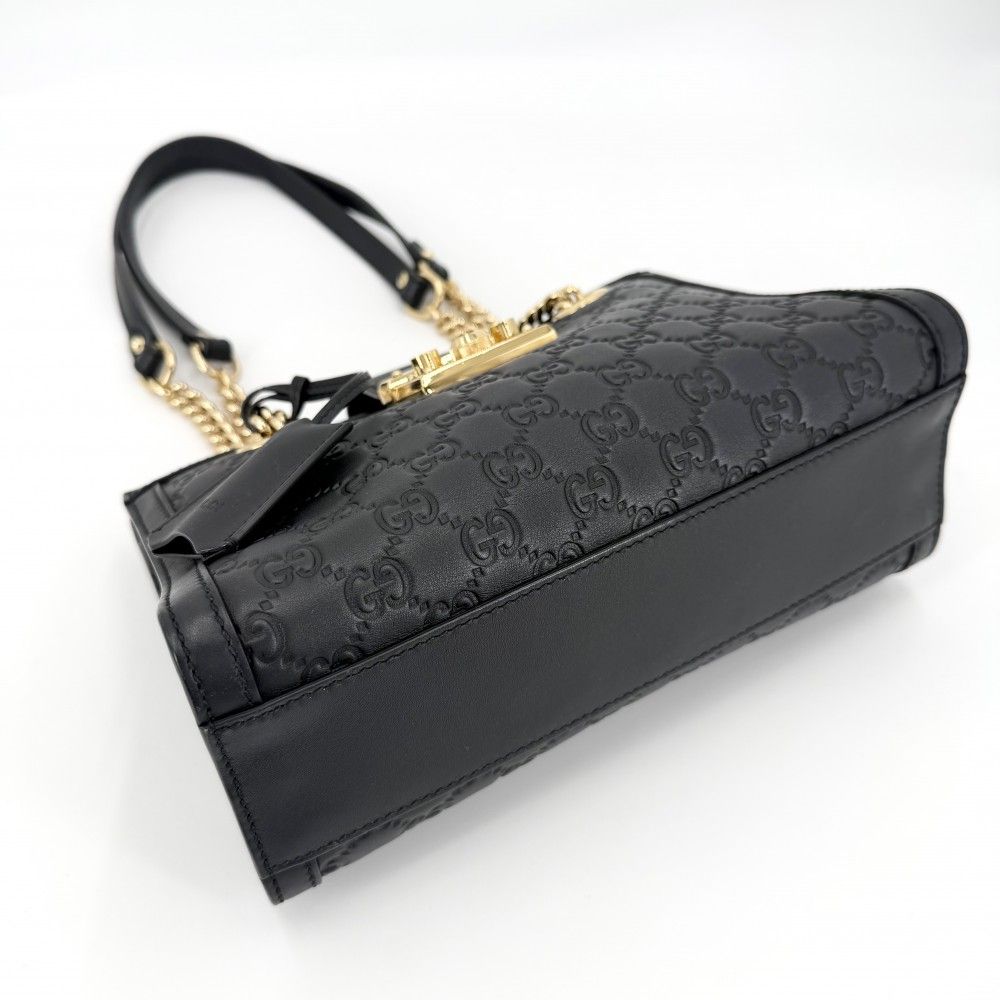 Gucci Shoulder Bag Guccissima Padlock Chain GG Bag Leather Black Gold — view 3