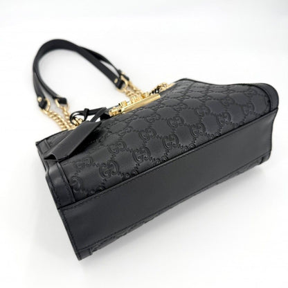 Gucci Shoulder Bag Guccissima Padlock Chain GG Bag Leather Black Gold — view 3