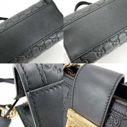 Gucci Shoulder Bag Guccissima Padlock Chain GG Bag Leather Black Gold — view 7