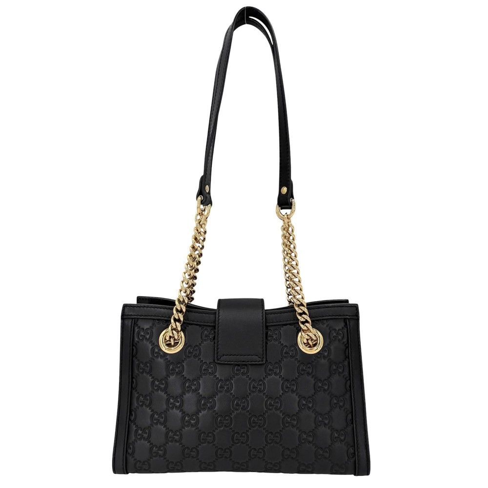 Gucci Shoulder Bag Guccissima Padlock Chain GG Bag Leather Black Gold — view 2