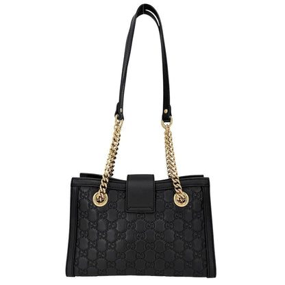 Gucci Shoulder Bag Guccissima Padlock Chain GG Bag Leather Black Gold — view 2