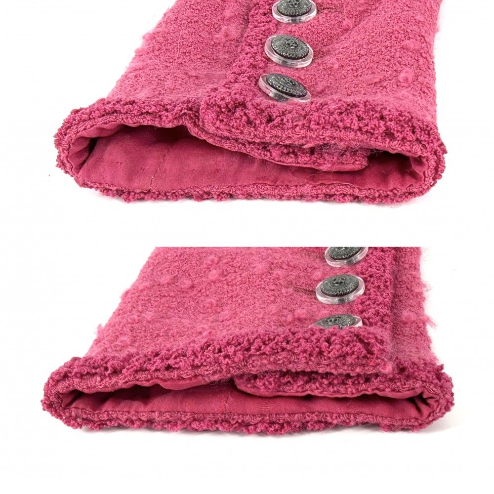 Chanel Set Collarless Jacket Skirt CC Logo Pink Silver Wool Nylon Mohair Spring — view 3