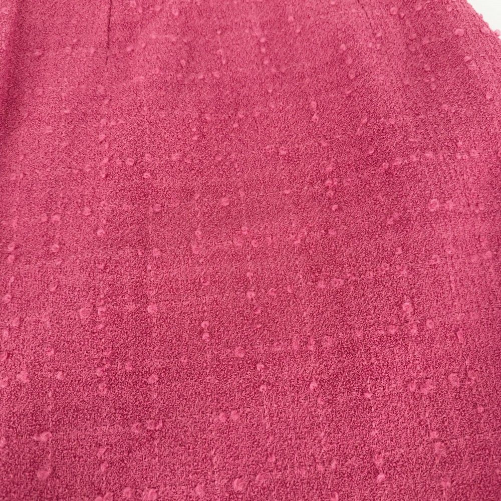 Chanel Set Collarless Jacket Skirt CC Logo Pink Silver Wool Nylon Mohair Spring — view 8