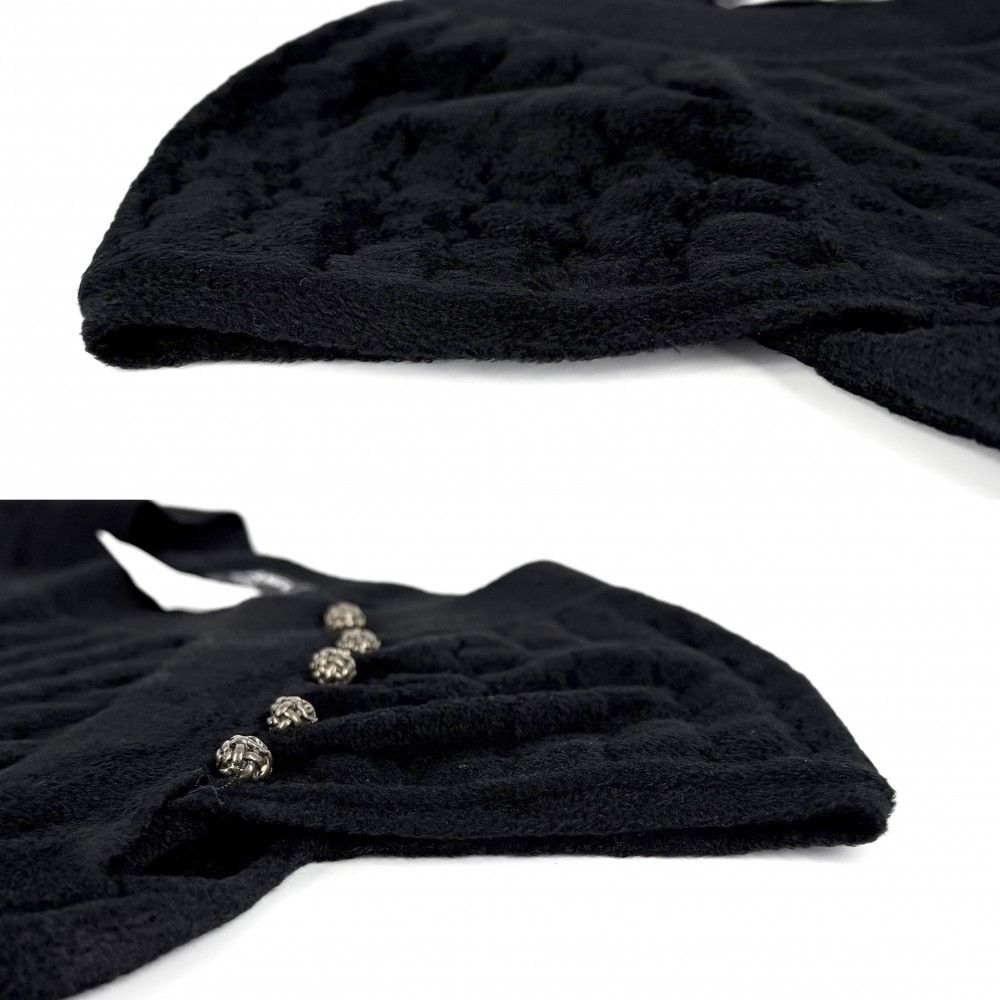 Chanel Dress Velour Short Sleeve Coco Button Vintage 38 Black Gold Rayon Nylon — view 3