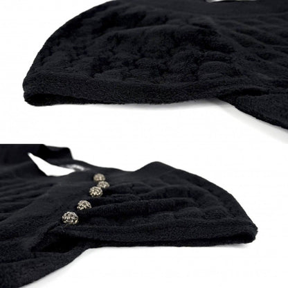 Chanel Dress Velour Short Sleeve Coco Button Vintage 38 Black Gold Rayon Nylon — view 3