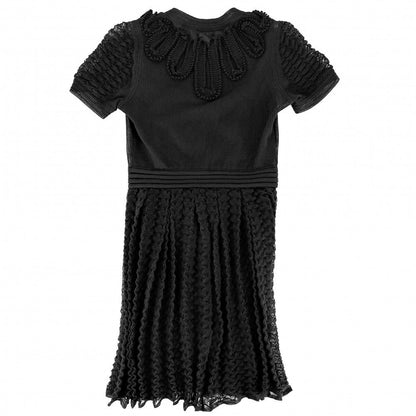 Chanel Dress Lace Bowtie Short Sleeve 38 Black Cotton Polyester Spandex Spring — view 2