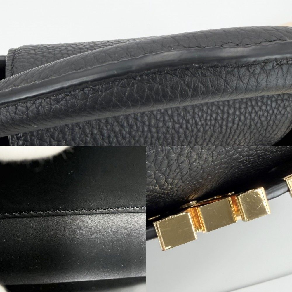 Louis Vuitton 2-Way Capucines BB Shoulder Bag Crossbody Taurillon Leather Black — view 6