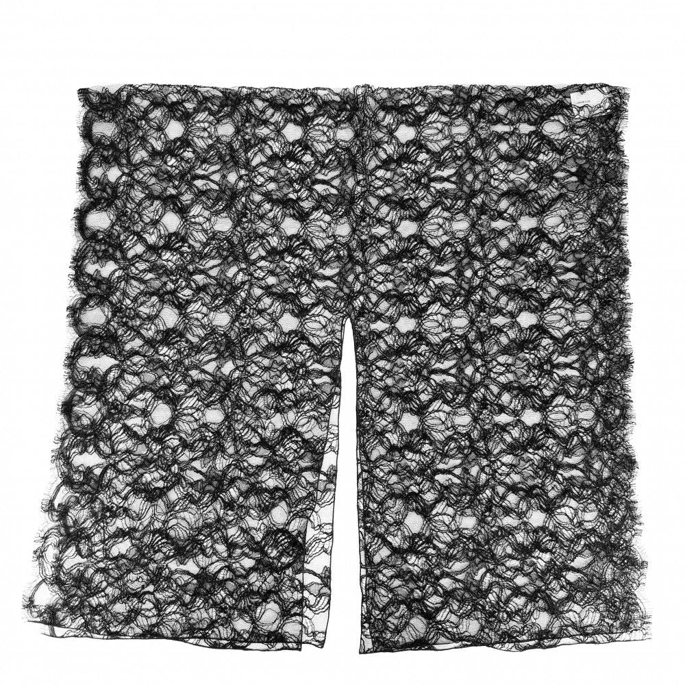 Chanel Shawl Lace Large Cotton Rayon Nylon Black Scarf