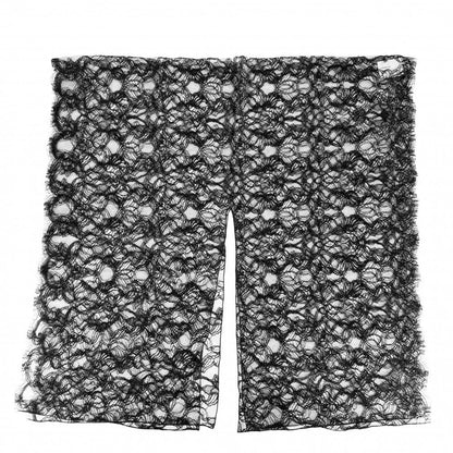 Chanel Shawl Lace Large Cotton Rayon Nylon Black Scarf