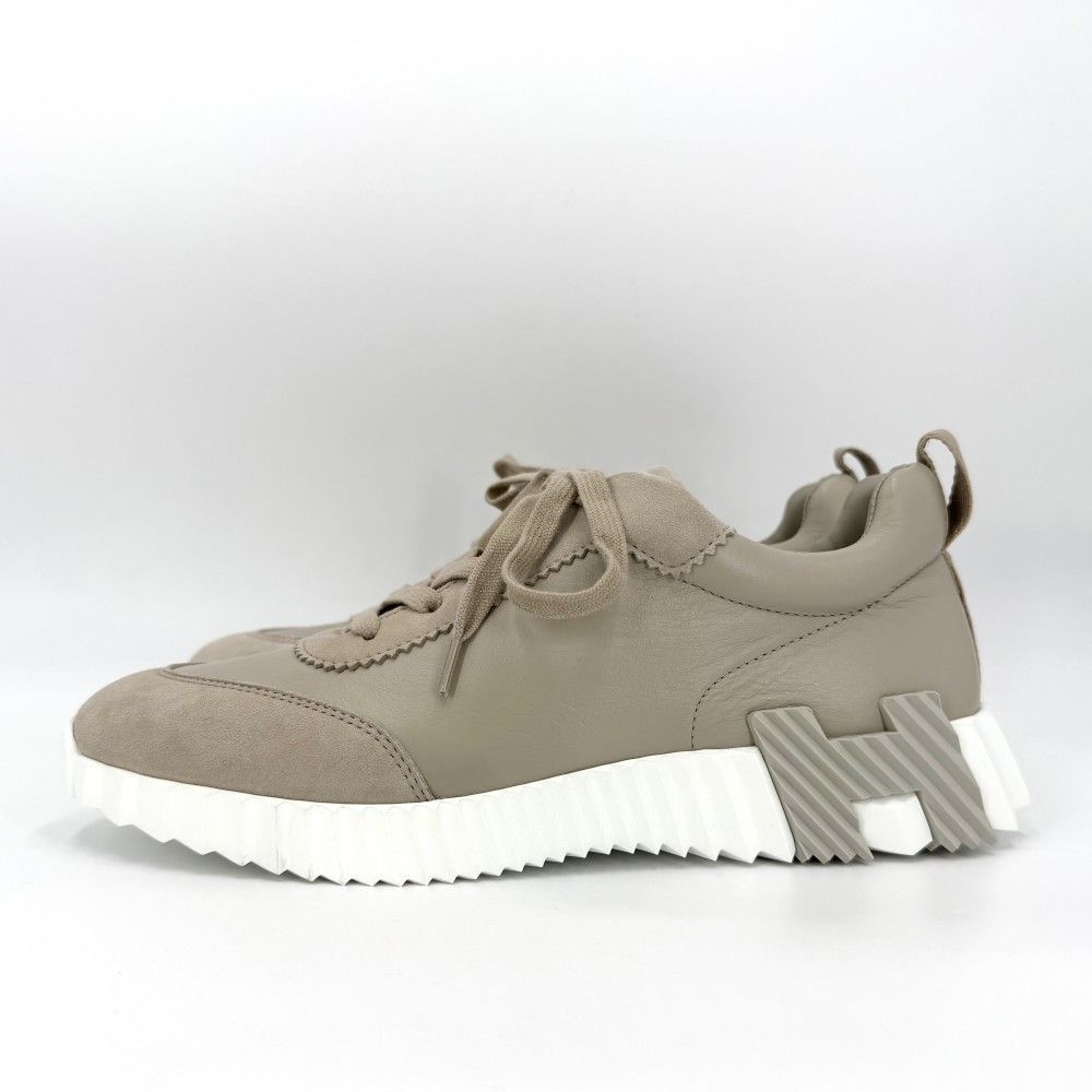 Hermes Sneakers Bouncing Shoes 39.5 Leather Suede Rubber Beige White — view 3