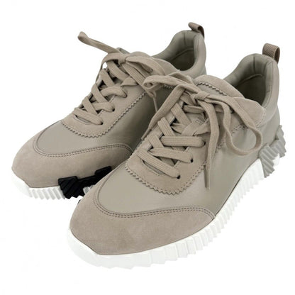 Hermes Sneakers Bouncing Shoes 39.5 Leather Suede Rubber Beige White
