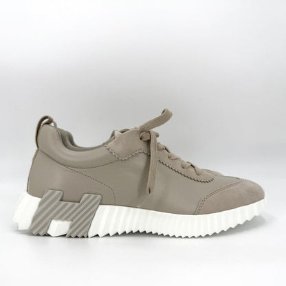 Hermes Sneakers Bouncing Shoes 39.5 Leather Suede Rubber Beige White — view 2