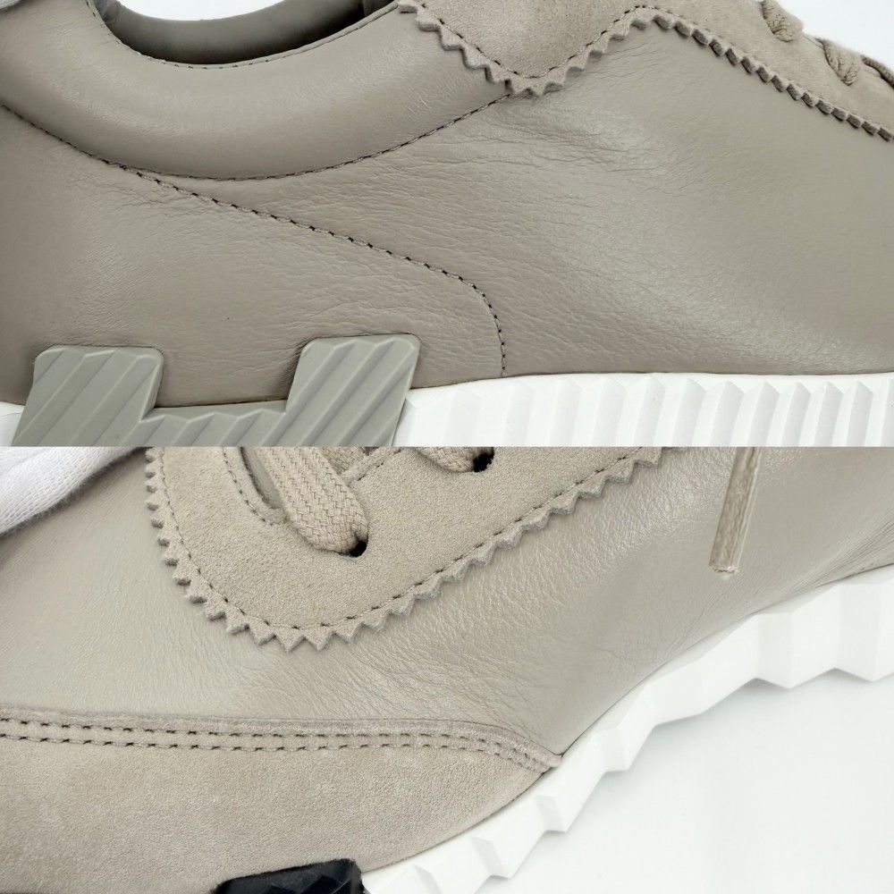 Hermes Sneakers Bouncing Shoes 39.5 Leather Suede Rubber Beige White — view 8