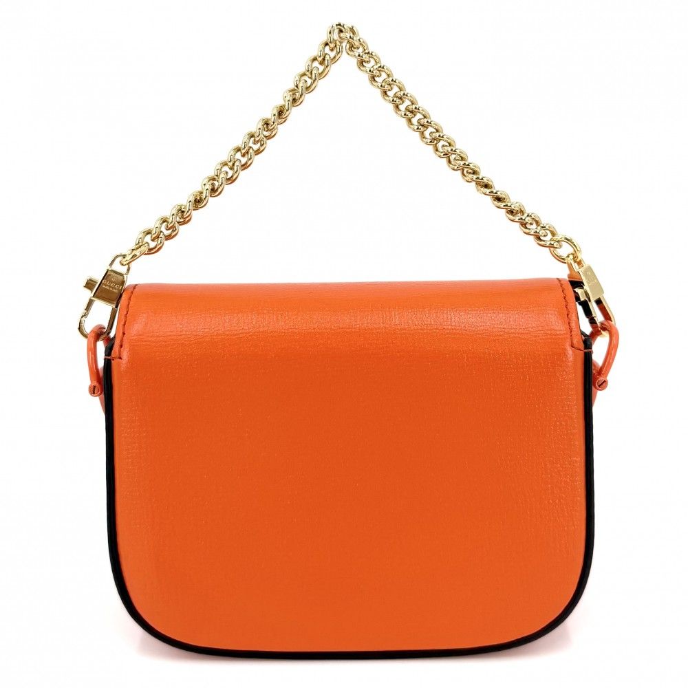 Gucci 2-Way Mini Horsebit Mini Shoulder Bag Crossbody Leather Orange Gold — view 2