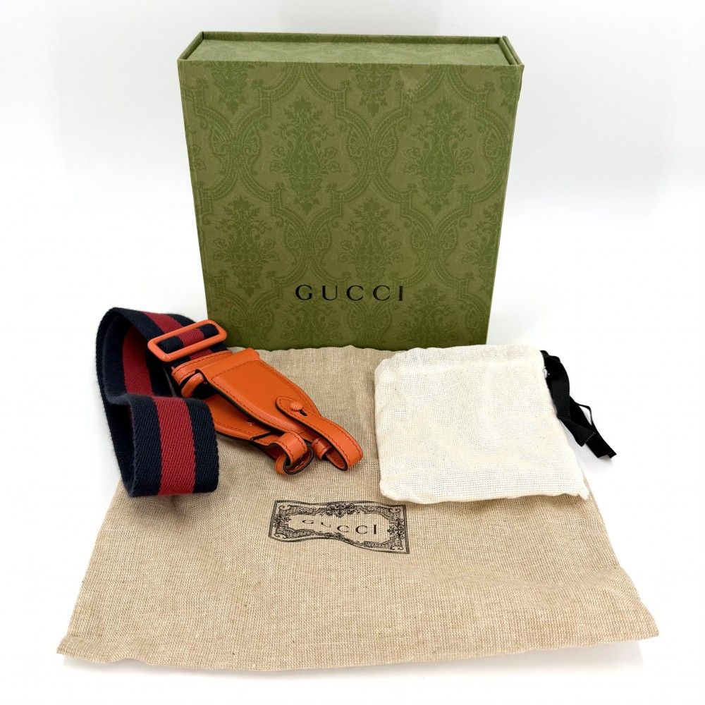 Gucci 2-Way Mini Horsebit Mini Shoulder Bag Crossbody Leather Orange Gold — view 9