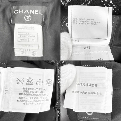 Chanel Dress Tweed Camellia Short Sleeve 38 Black Gold Cotton Acrylic Summer — view 4