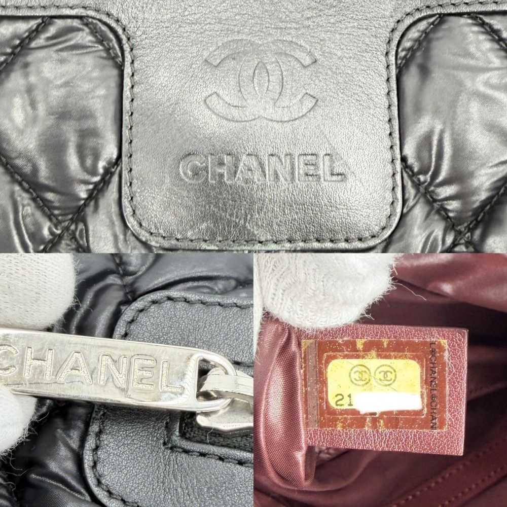 Chanel Handbag Coco Cocoon PM Reversible Tote CC Logo Quilted Nylon Gray — view 7
