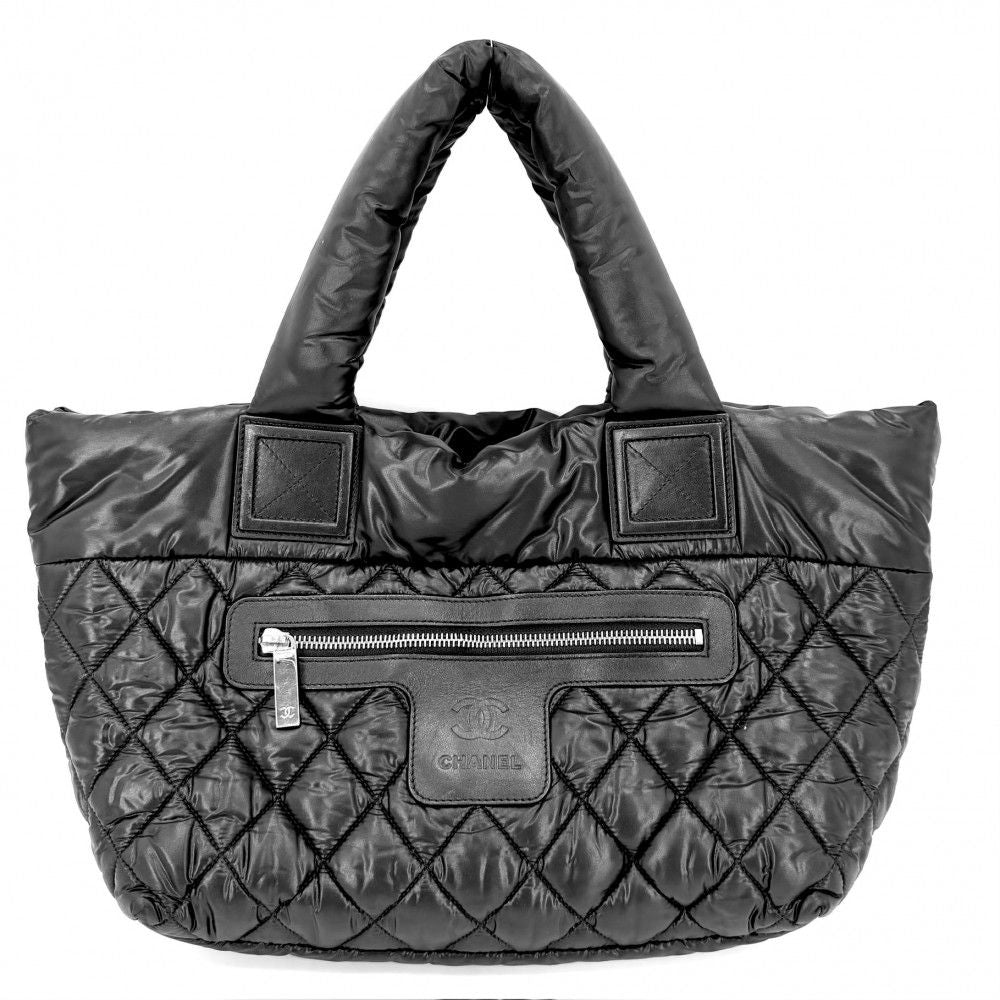 Chanel Handbag Coco Cocoon PM Reversible Tote CC Logo Quilted Nylon Gray