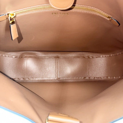 Prada Shoulder Bag Triangle Logo Bag Crossbody Leather Brown Gold — view 4