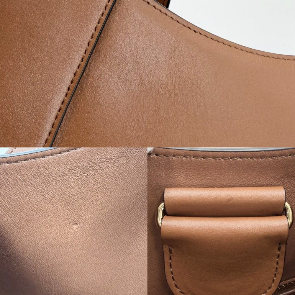 Prada Shoulder Bag Triangle Logo Bag Crossbody Leather Brown Gold — view 6