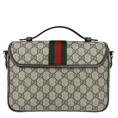 Gucci 2-Way Ophidia Top Handle Shoulder Bag Crossbody GG Supreme Canvas Leather — view 2