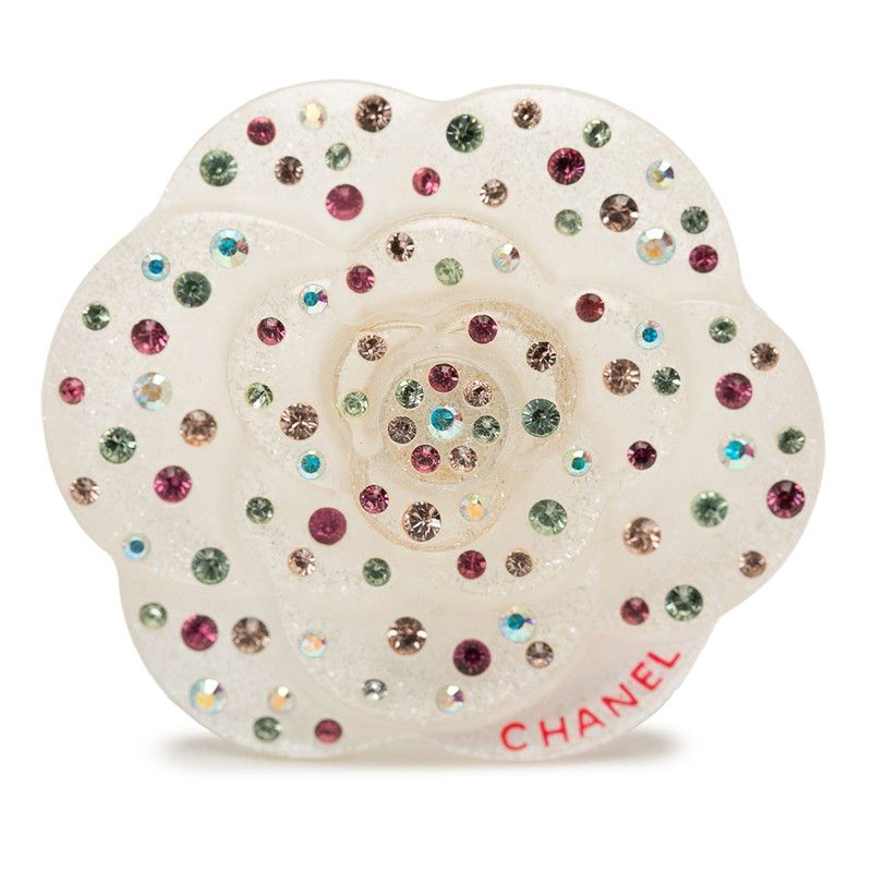 Chanel White Multicolor Plastic Line Strike 1 Brooch