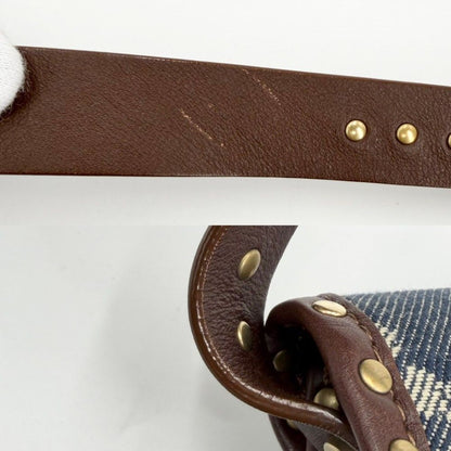Celine Handbag Paris Macadam One Shoulder Vintage Denim Leather Navy Brown Matt — view 8