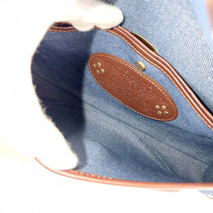 Celine Handbag Paris Macadam One Shoulder Vintage Denim Leather Navy Brown Matt — view 4