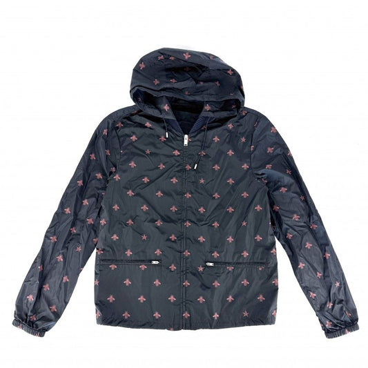 Gucci Jacket Bee Hooded 46 Navy Red Silver Nylon Spring Autumn