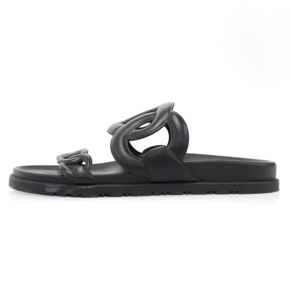 Hermes Extra Sandals tola Chaine D'ancre Black — view 2