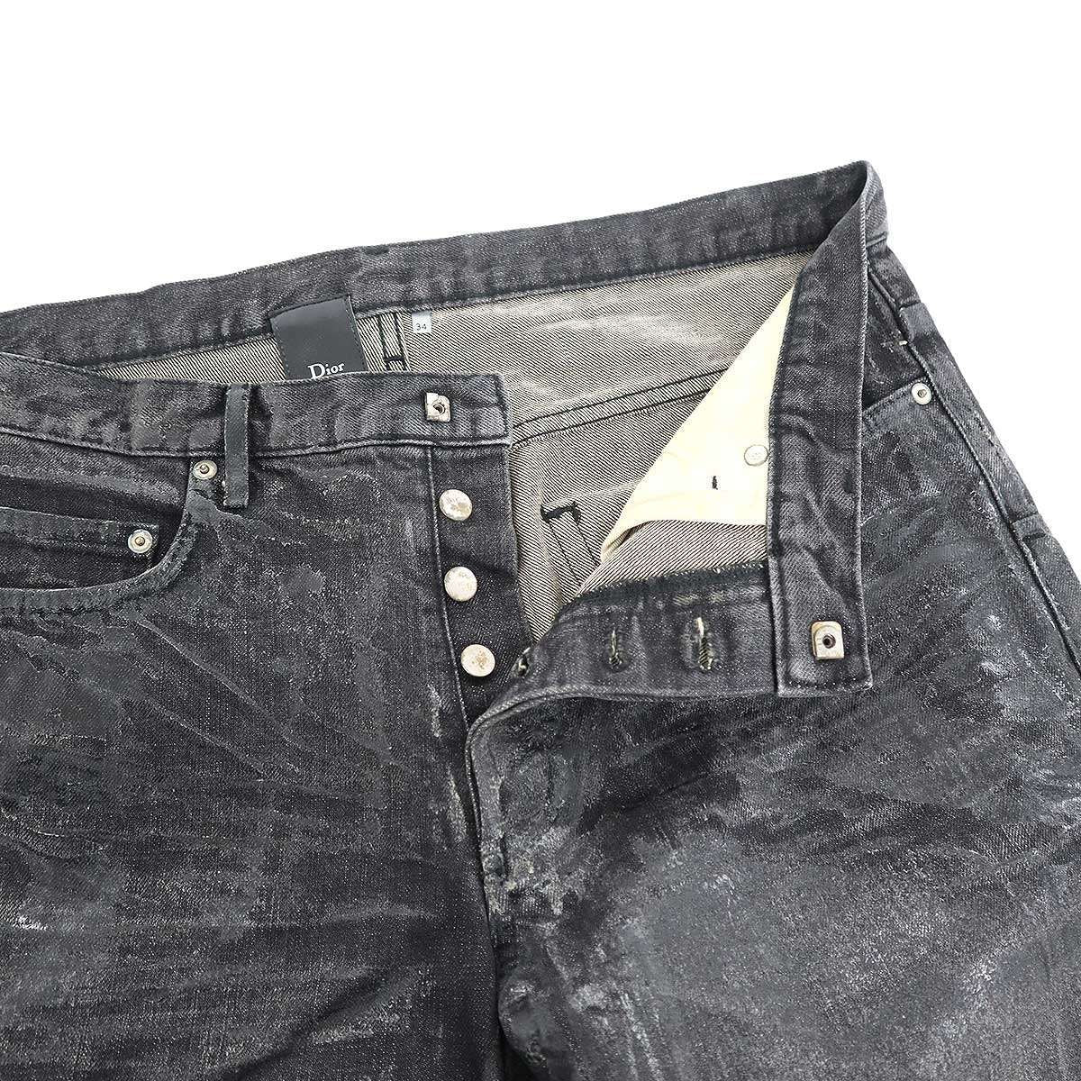 Dior Homme Dio Luster Jeans Lastar Denim Pants Black 34 — view 4