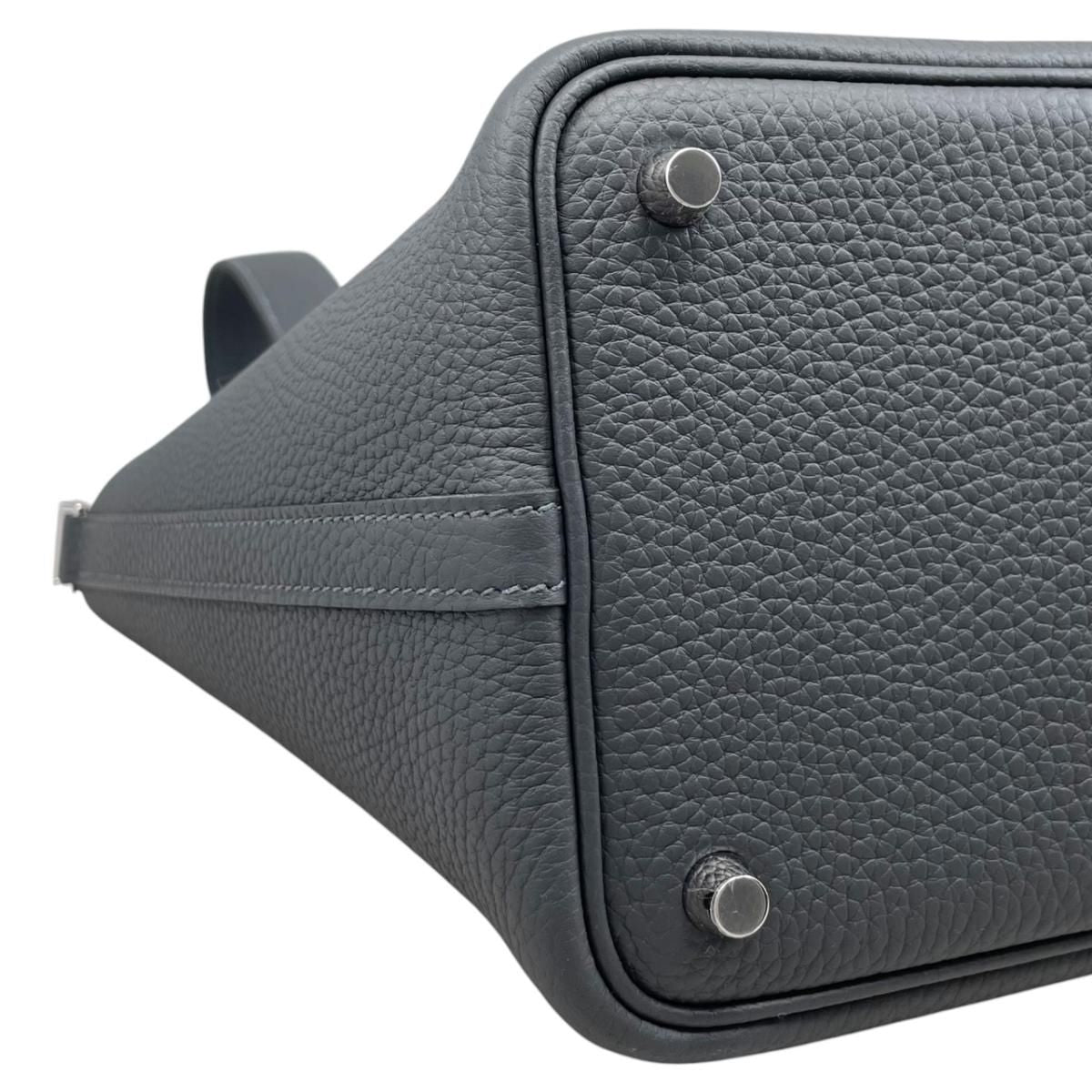 Hermes Handbag Picotin Lock PM Taurillon Clemence Grimisty Gray Silver — view 6