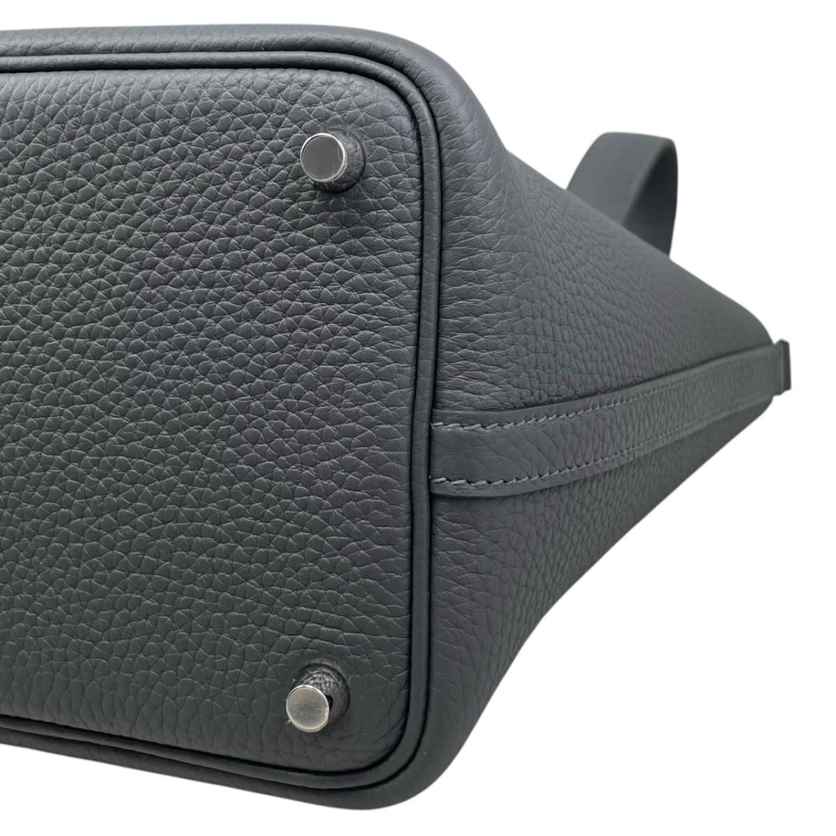 Hermes Handbag Picotin Lock PM Taurillon Clemence Grimisty Gray Silver — view 7
