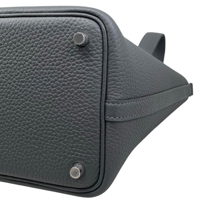Hermes Handbag Picotin Lock PM Taurillon Clemence Grimisty Gray Silver — view 7