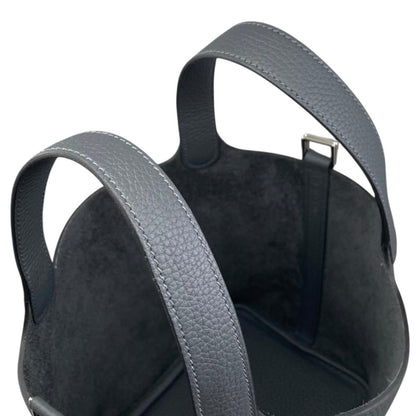 Hermes Handbag Picotin Lock PM Taurillon Clemence Grimisty Gray Silver — view 8