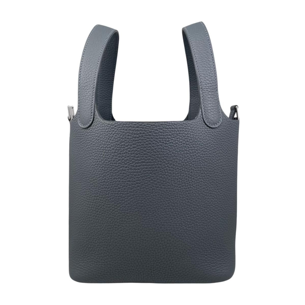 Hermes Handbag Picotin Lock PM Taurillon Clemence Grimisty Gray Silver — view 4